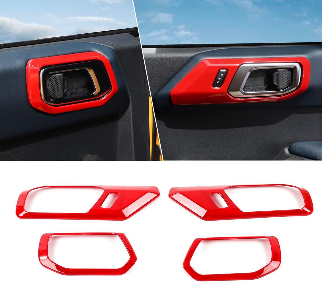 RAZPOY Inner Door Handle Cover Trim Compatible with 2021-2025 Ford Bronco Interior Accessories, Red