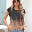 Kistore Women's Summer Casual V Neck Tank Tops Cap Sleeve Loose Fit Blouses Tunic Shirts (M)