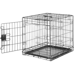 Amazon Basics Durable, Foldable Metal Wire Small Dog Crate with Tray, Single Door, 24 x 18 x 20 in, Black