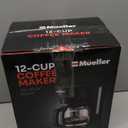 Mueller 12-Cup Drip Coffee Maker - Borosilicate Carafe, Auto-Off, Reusable Filter, Anti-Drip, Keep-Warm Function, Clear Water Level Window Coffee Machine, Kitchen Essentials & Accessories (Black)