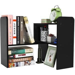 PAG Desk Organizer Desktop Shelf Adjustable Countertop Bookshelf Small Table Shelves Book Organizer Office Organization for Desk, Black