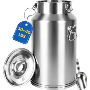 30-40 LBS Stainless Steel Pet Food Storage Container with Airtight Lid