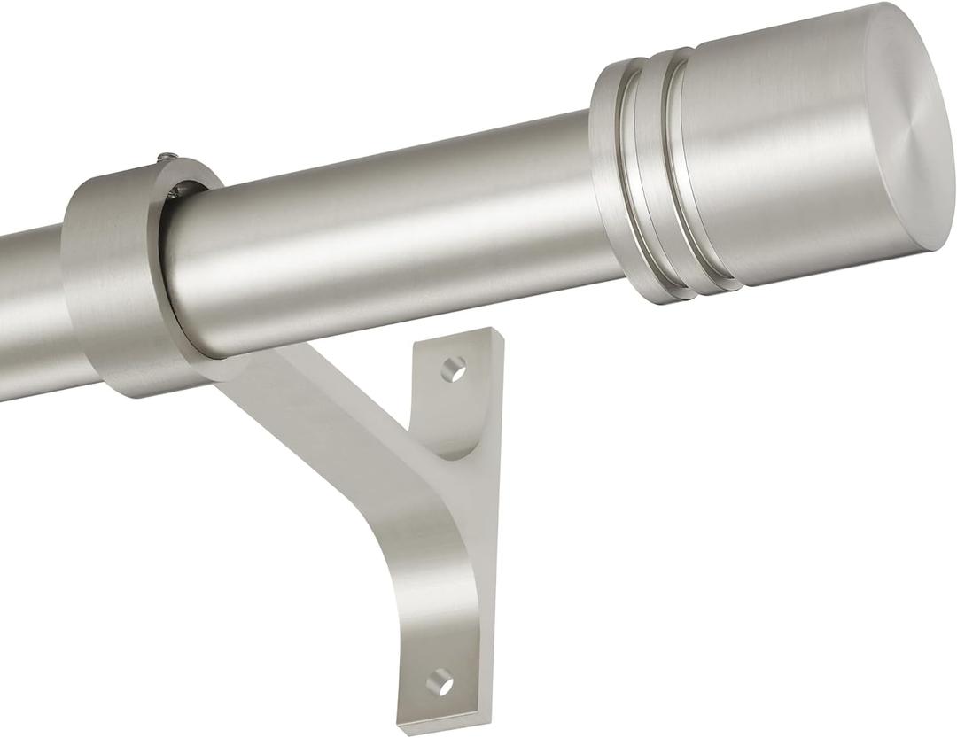 Curtain Rods for Windows 28 to 56 Inches, Vimayta 1 Inch Adjustable Heavy Duty Drapery Rod with Aluminum Alloy Finials and Brackets for Living Room, Bedroom, Patio, Sliding Door, Brushed Nickel