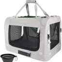 Petseek Extra Large Cat Carrier Soft Sided, Portable Small Dog Carrier for 2 Cats, 24"x16.5"x16" Car Travel Folding Comfortable Design with Bowl, Grey