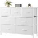 OLIXIS 7 Drawer Fabric Dresser, Storage Tower for Bedroom and Closet
White Easy-Pull Bins for Closet Organizers, Chest of Drawers with Sturdy Steel Frame & Wooden Top for Living Room, Entryway
