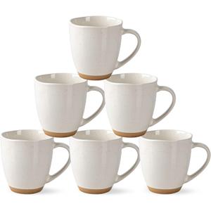 AmorArc 12oz Ceramic Coffee Mugs set of 6, Stylish Coffee Mugs with Rustic Terracotta Underside for Latte/Cappuccino/Milk/Cocoa, Dishwasher&Microwave Safe, Light Beige