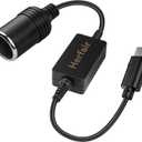 USB C Male to 12V Car Cigarette Lighter Socket Female Converter Adapter Power Cable for Under 8W Radar Detector,Dash Cam,GPS,Car Led Light Strips(USB C port only Worked with PD functional chargers )