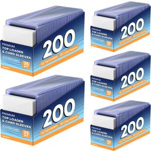 1000 Card Sleeves Top Loaders for Cards, 3" x 4" Hard Plastic Toploaders, Baseball Card Protectors, Trading Card Holder for Football Sports Cards (500 Toploaders + 500 Penny Sleeves)