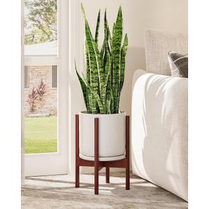 GENTINGBRO Adjustable Plant Stand Indoor, Bamboo Plant Stand Fits 8 9 10 11 12 Inches, Small Corner Planter Holder for Indoor Plants, Single Floor Plant Stands for Living Room Balcony, Reddish Brown