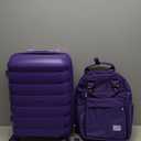 Carry On Luggage 22x14x9 Airline Approved, 22 Inch PP Hardshell Luggage Carry-on Suitcase with Spinner Wheels, Carry On Suitcase Set for Women(Purple) (20IN+BP/TB, Grape Purple 3Pcs)