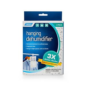 Camco 44286 Fragrance Free Hanging Dehumidifier-Convenient Hook Absorbs up to 3x Its Weight in Water, Reduces Moisture and Humidity in Closets and Tightly Confined Spaces, 2 Pack