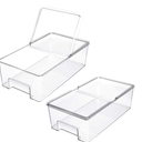 SANNO Vegetable Refrigerator Organizer Food Bins with lids Large Stackable Fridge Clear Organizers Kitchen Cabinet Organizer for Freezer, Kitchen, Countertops, Cabinets Pantry Storage Bins，set of 1