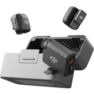 DJI Mic Mini (2 TX + 1 RX + Charging Case), Wireless Lavalier Microphone for iPhone/Camera/Android, Ultralight, Detail-Rich Audio, 48h Use, Noise Cancelling, Automatic Limiting, Vlog, Streaming