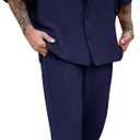 Men Summer Casual Short Sleeve Pant Sets Solid Button Down Shirt Elastic Pants 2 Piece Outfits Beach Tracksuit, Large 