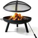 23inch Portable Fire Pit with Fire Poker and Spark Screen, 2 in 1 Small Round Outdoor Fireplace for Outside Heating, Bonfire Party, Camping, Backyard, Patio, Garden, RV Trip