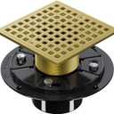 4 Inch Shower Floor Drain with Flange - Square Shower Drain with Hair Strainer - Removable Strainer Cover - SUS304 Stainless Steel & CUPC Certified - Brushed Gold