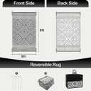Wonnitar Outdoor Rugs 8x10 Waterproof Plastic Straw Rug, Large Outdoor Camping Rug for RV, Reversible Portable Outside Lightweight Area Rug for Backyard Balcony Beach Picnic, Grey