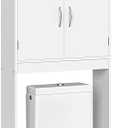 Yaheetech Over The Toilet Storage, Taller Bathroom Organizer Space-Saving Storage Cabinet with Adjustable Shelves and Double Doors, 77 in H, White