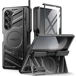 TONGATE Magnetic for Z Fold 6 Case with S Pen Holder & Stand, [Compatible with MagSafe] Heavy Duty Rugged Phone Case Built in Screen Protector & Belt Clip for Samsung Galaxy Z Fold 6 5g 2024, Black