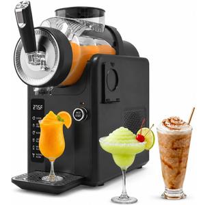 SYINTAO Slushie Machine No Ice Needed, 2-in-1 Frozen Drink & Soft Serve Ice Cream Maker, Self-Chilling Slushy Maker with 5 Presets, LED Display & Auto Clean for Home & Party (Black)