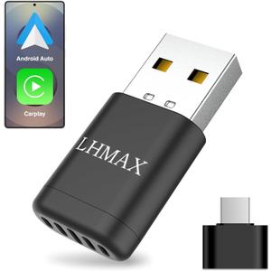 Ultra-Compact USB-C/A Apple Wireless CarPlay Wireless Android Auto Adapter Hide this car play wireless adapter in your port for a clean dash,  
Connector Type	USB Type A, USB Type C
Color	Black
Item dimensions L x W x H	1.26 x 0.63 x 0.3 inches