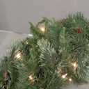 National Tree Company 9 ft Pre-Lit Colonial Fir Artificial Christmas Garland, Christmas Decoration with Red Berries, Pinecones, 50 Clear Lights, 180 Tips, Green