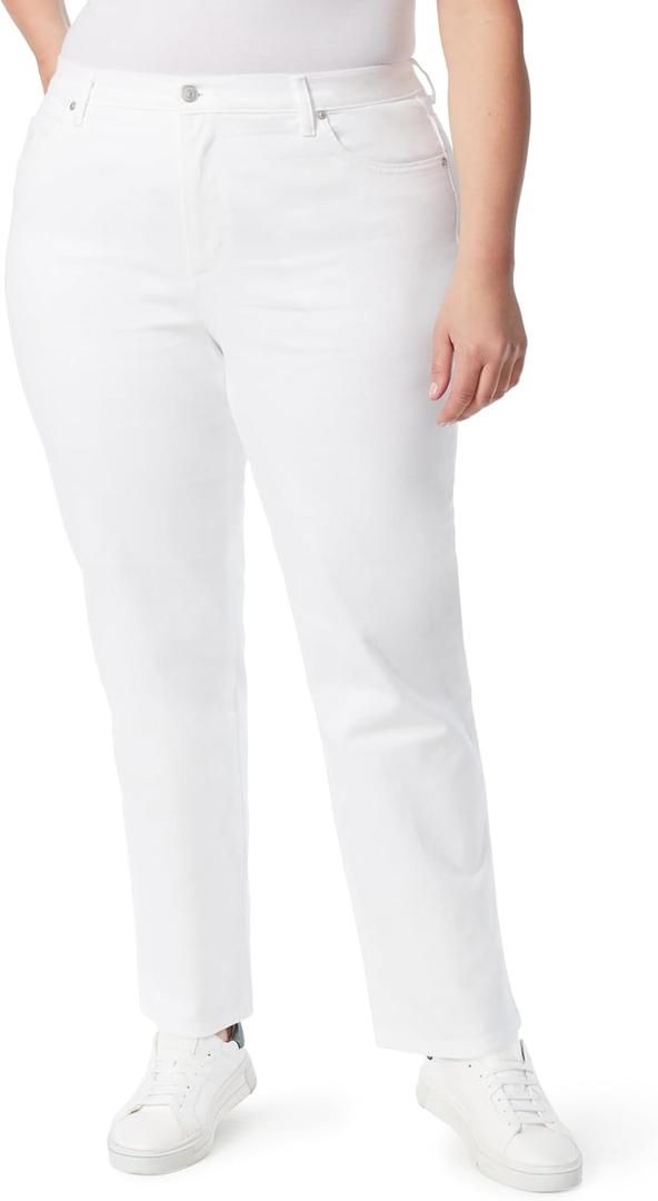 Gloria Vanderbilt Women's Petite Amanda Classic High Rise Tapered Jean, Vintage White, 14 Short