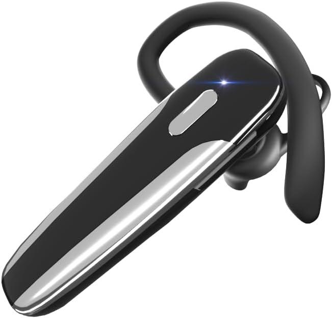Single Ear Bluetooth Headset V5.3 Single-Ear Earpiece with Wireless Microphone 48H Battery, Bluetooth Earpiece - Handsfree for Driving/Truck Drivers, Compatible with iPhone, Android, Samsung
