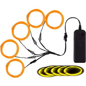 MaxLax EL Wire Yellow, Noise Reduction Neon Wire Light 5 in 1 Meter, Electroluminescent Wire for Halloween Decoration, Christmas Party, DIY Decoration