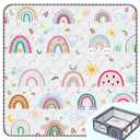 Baby Play MatThick Soft 50" X 50" Playpen mat, Non-Slip and Machine Washable Baby Play Mats for Floor Crawling Mat for Babies, Toddlers & Infants to Play and Learn (Rainbow)