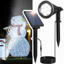 Solar Spotlights Outdoor for Flag Pole, Bright 7-LED Solar Spot Lights with Separate Panel Waterproof, Dusk-to-Dawn Flagpole Lights, Adjustable Landscape Ground  Wall Lighting for Christmas (White)