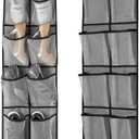 KEEPJOY Over The Door Shoe Organizer 2 Pack,Mesh Pockets Hanging Shoe Rack Over The Door,Shoe Storage Closet with 4 Hooks,Washable and Breathable Fabic,Large Size 57.512.6inch(Grey)