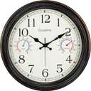 16 Inch Waterproof Outdoor Clock with Thermometer & Hygrometer Combo  Bronze Retro Vintage Decor Indoor Outdoor Wall Clocks for Patio, Pool, Backyard, Garage
