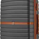 Kono Expandable 24 Inch Luggage with Spinner Wheels, Medium Checked Luggage with Lock, Lightweight & Anti-Scratch PC+ABS Hardshell Travel Suitcase, Grey/Brown