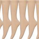 Bestjybt Women's Opaque Stretchy Nylon Knee High Stockings Trouser Socks 6 Pairs (Nude)