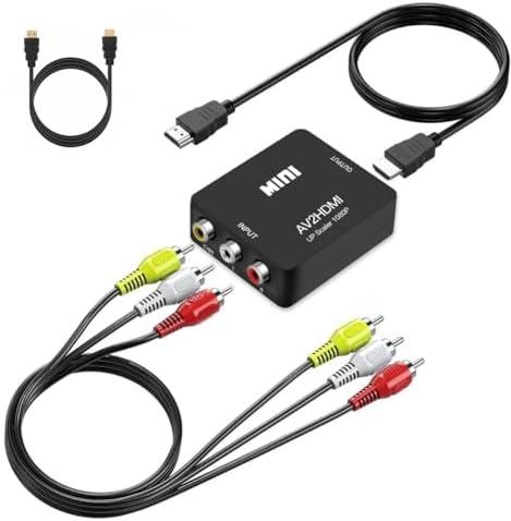 BD&M AV to HDMI Converter, RCA to HDMI, 1080P Mini RCA Composite CVBS Video Audio Converter Adapter Support PAL/NTSC for TV/PC/ PS3/ STB/Xbox VHS/VCR/Blue-Ray DVD Players