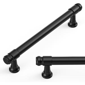 Amerdeco 10 Pack Matte Black Cabinet Pulls 5 Inch(128mm) Hole Center Heavy Duty Solid Kitchen Cabinet Handles Drawer Pulls ZH0090