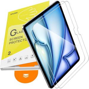 SPARIN 2 Pack Screen Protector for iPad Air 11 Inch M4/M3/M2 (8th/7th /6th Generation, 2026/2025/2024), 9H Tempered Glass Film with Easy Installation Tray, Apple Pencil Pro Compatible, Case Friendly