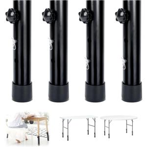 4 Pack Table Legs Risers for Folding Tables, 2 Levels Adjustable Folding Table Leg Extensions Straight/Bent Legs Tables Leg Extenders for Rise 3.6"/5.23",Reduces Stooped Work Improves Back Pain