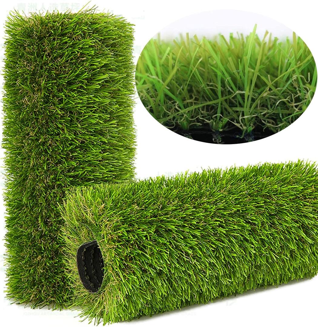 Artificial Grass Rug Outdoor Indoor 6FTX12FT Fake Grass Carpet Green Synthetic Grass Pet Turf Realistic Faux Grass Rug with Drain Holes for Garden Lawn Landscape Balcony Home Decor Patio