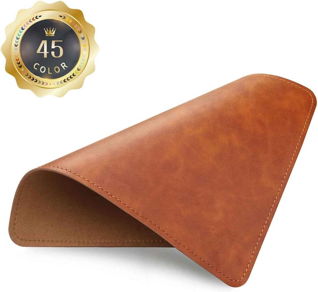 Mouse Pad, PU Mouse PadLeather Mouse Pad with Stitched Edge Micro-Fiber Base with Non-Slip WaterproofMouse Pad for ComputersLaptop, 8x11Inch (Caramel Brown)