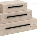 Decorative Boxes with Lids, Set of 3 Faux Leather Decorative Box, Large Modern Nesting Storage Decorative Boxes with Lids for Home Decor, Jewelry Boxes, Photo Boxes, Organizer Box (Ivory)