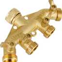 Lifynste 4 Way Brass Hose Splitter, 3/4" Heavy-Duty Brass Garden Hose Splitter, Garden Hose Adapter Connector