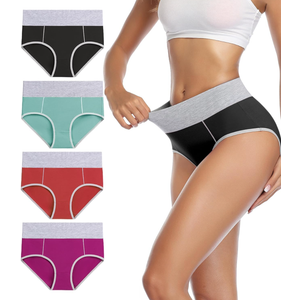 wirarpa Women's Cotton Underwear High Waist Breathable Briefs Soft Underpants Ladies Stretch Panties 4 Pack M