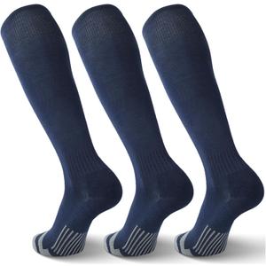 3 Pack Soccer Socks Softball Baseball Football Socks for Youth Men and Women (Medium, Navy Blue)
