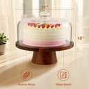 Acacia Wood Cake Stand with Glass Lid 12" Magnetic Base, Detachable Serving Tray for Cake, Cheese, Charcuterie, Snacks & Desserts Wooden Cake Holder for Parties & Kitchen Display