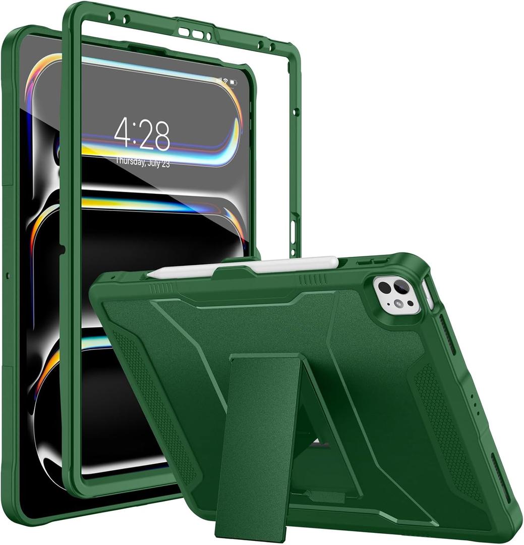 Soke Case for iPad Pro 13 Inch M5/M4 & iPad Air 13 Inch M4/M3/M2(2026/2025/2024), iPad Pro 12.9(2022 2021 2020,6th/5th/4th Gen), Rugged Shockproof Protective Cover - Alpine Green