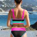 popvil High Waisted Bikini Sets for Women Tummy Control Swimsuits 3 Piece Bathing Suits Neon Swimwear with Skirt 2026, Black Large