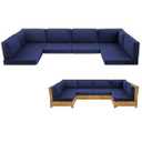MuaMelop 14-Piece Patio Furniture Cushions Set, Replacement Outdoor Cushions for 6-Seat Patio Sectional, Waterproof & Fade Resistant Deep Seat Cushion for Outdoor Sofa, Navy Blue