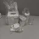 Creative Scents Quilted Mirror White Bathroom Accessories Set - Decorative 6 Piece Bathroom Set Includes: Trash Can, Tissue Box Cover, Soap Dispenser, Toothbrush Holder, Tumbler & Soap Dish